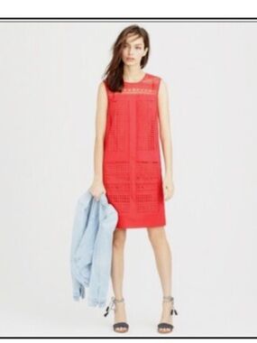 J Crew Crochet Shift Dress Large Sleeveless Summer Orange